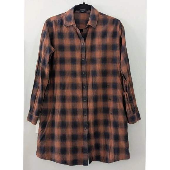 Allsaints Braxon Asymmetrical Plaid Shirt Dress - Picture 3 of 9